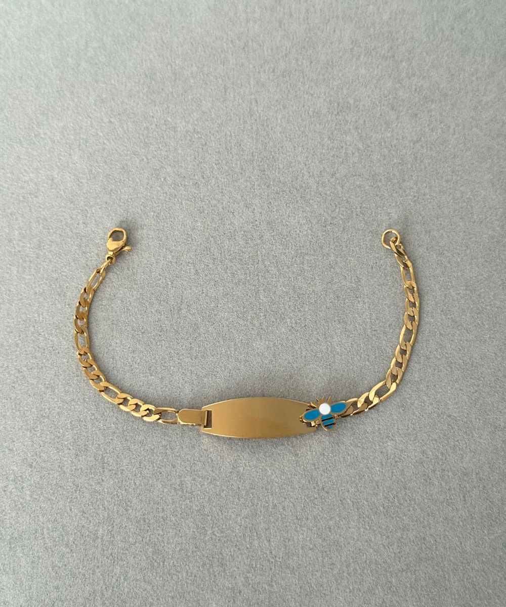 Çelik Çocuk Künye Mavi Arılı Bileklik