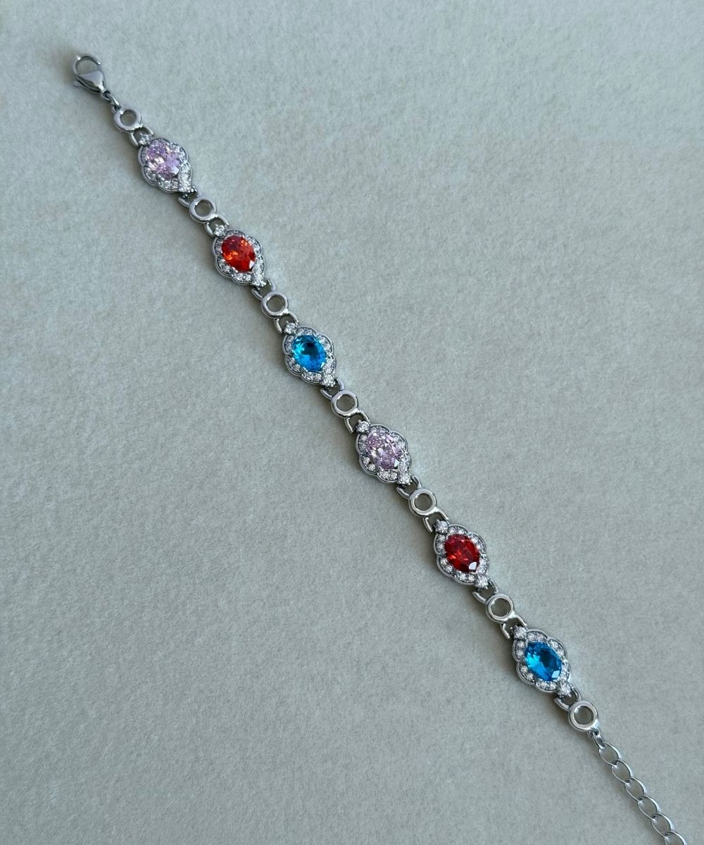 Xuping Hanedan Renkli Taşlı Silver Bileklik