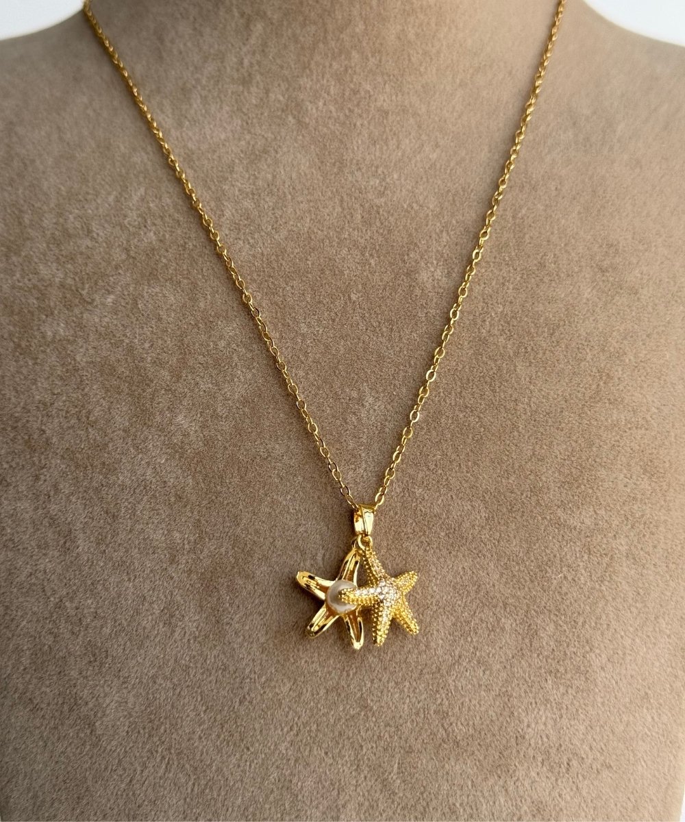 Çelik İncili Deniz Yıldız Kolye