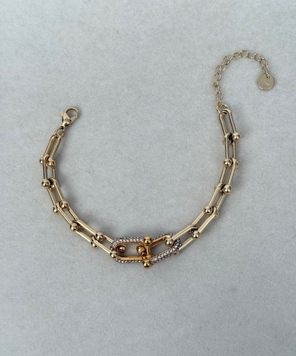 Çelik Taşlı İç İçe Nal Bileklik