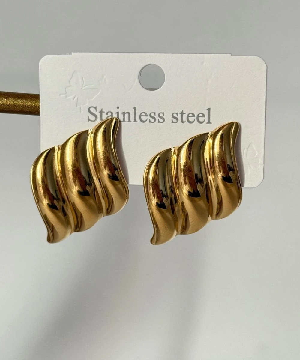 Çelik 2'Li Dalgalı Küpe