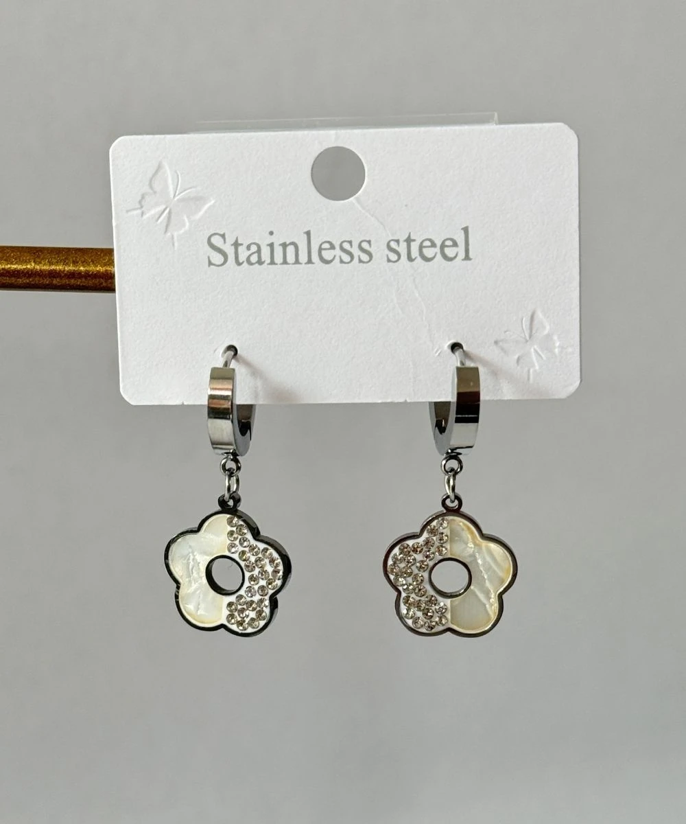 Çelik Sedef Sallantılı Papatya Gold Küpe