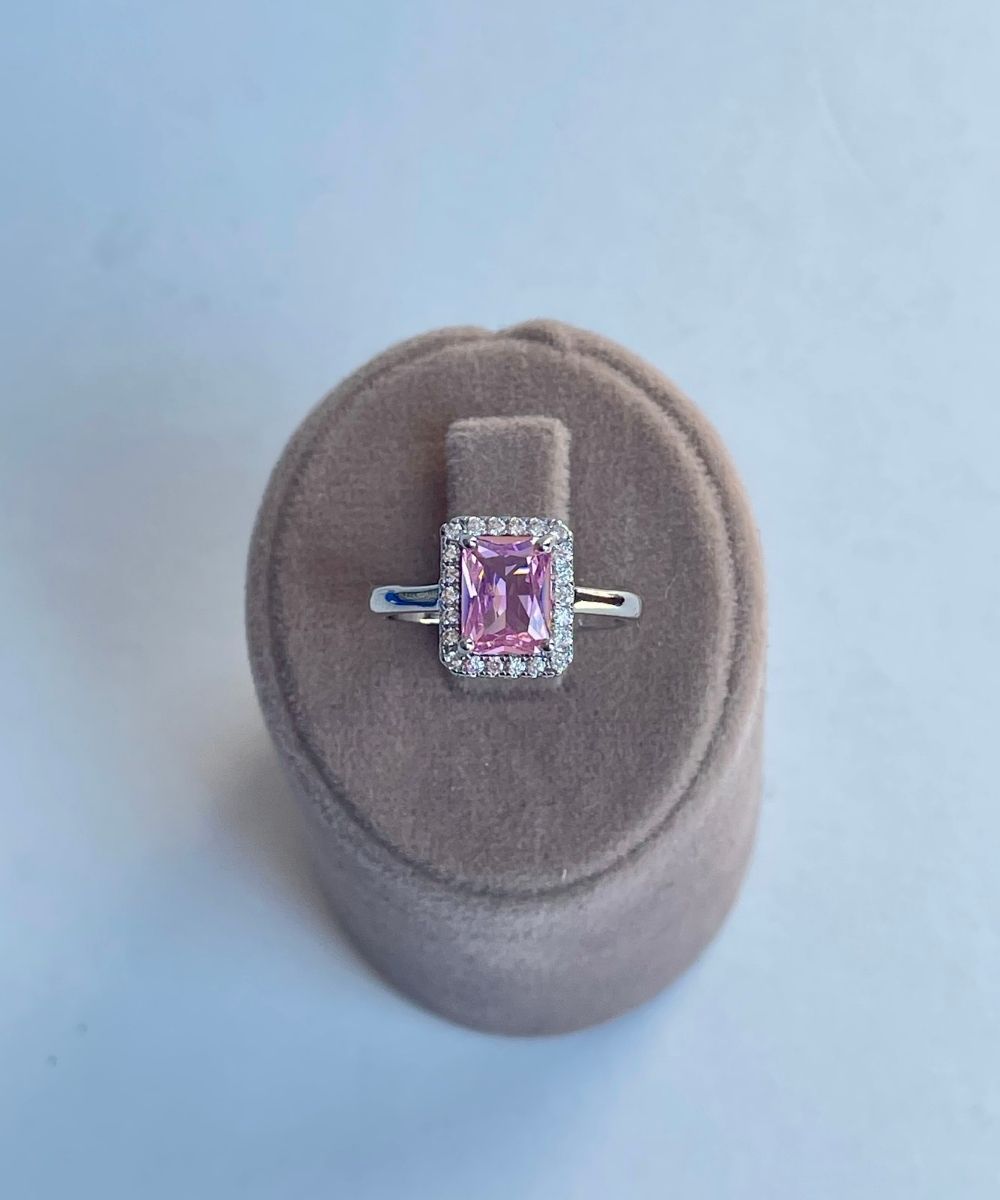 Pirinç Baget Pembe Taşlı Yüzük