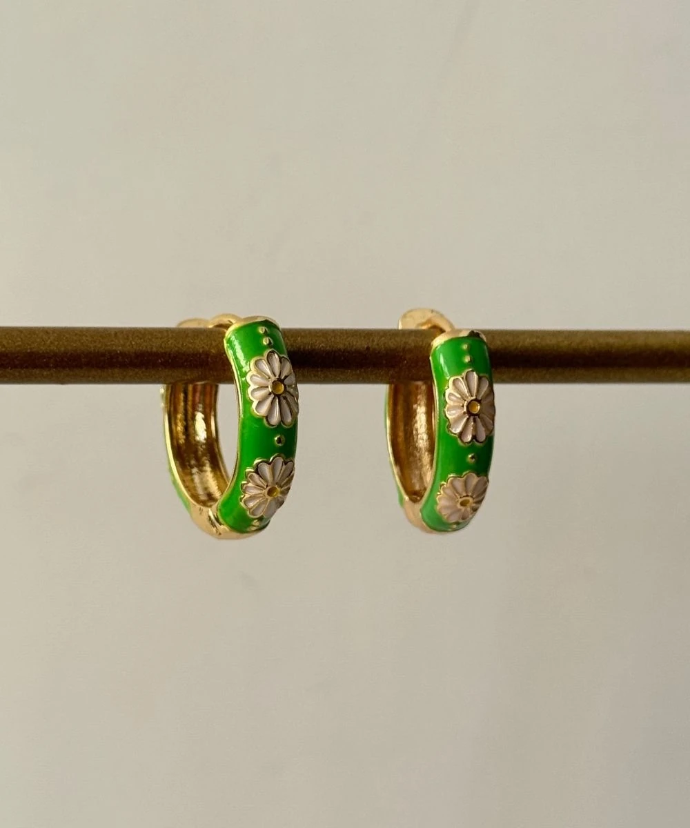 Bijuteri Papatya Mineli Halka Küpe