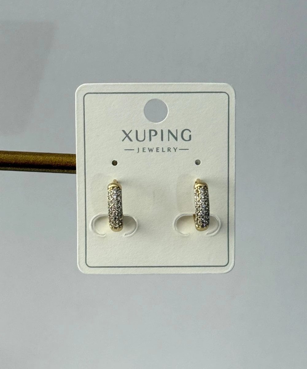 Xuping 2'Li Taşlı Minimal Halka Küpe