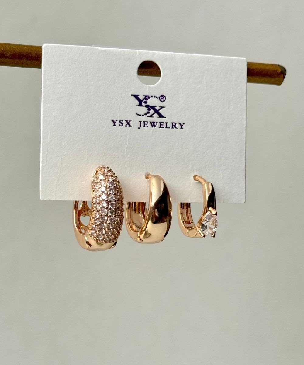 Ysx Damla Taşlı 3'Lü Küpe