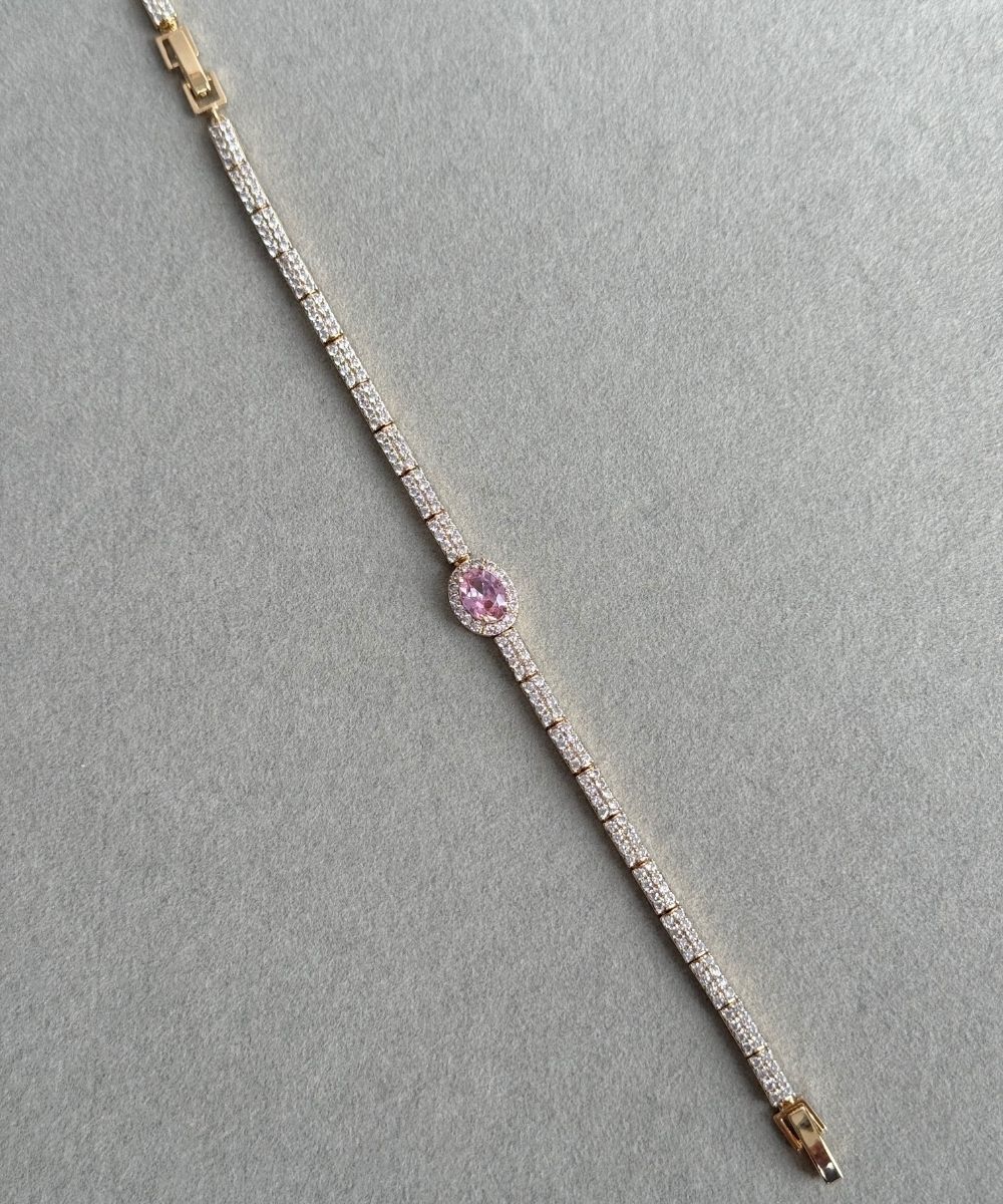 Zirkon Pembe Tek Taş Bileklik