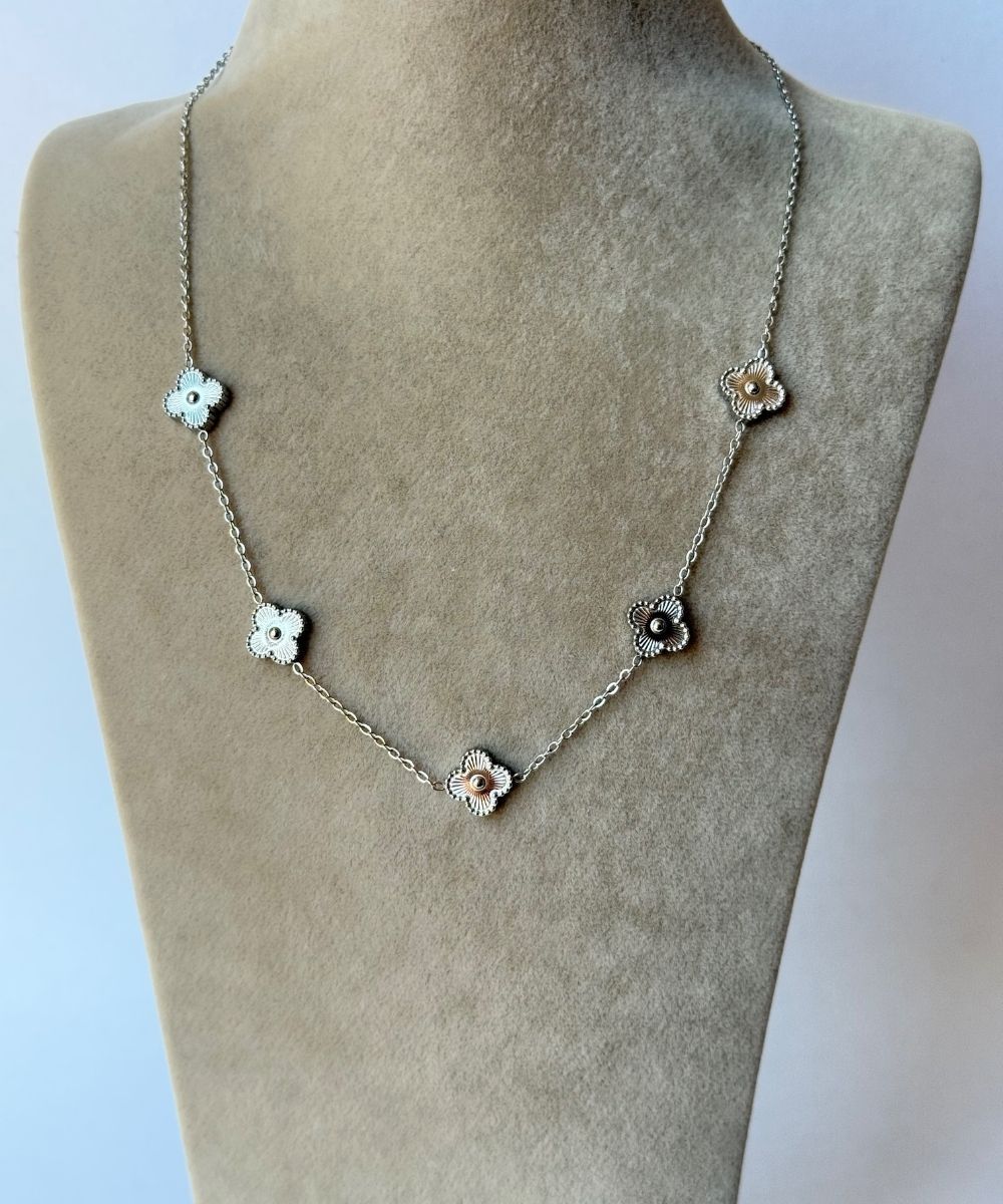 Çelik Sade Yonca Kolye