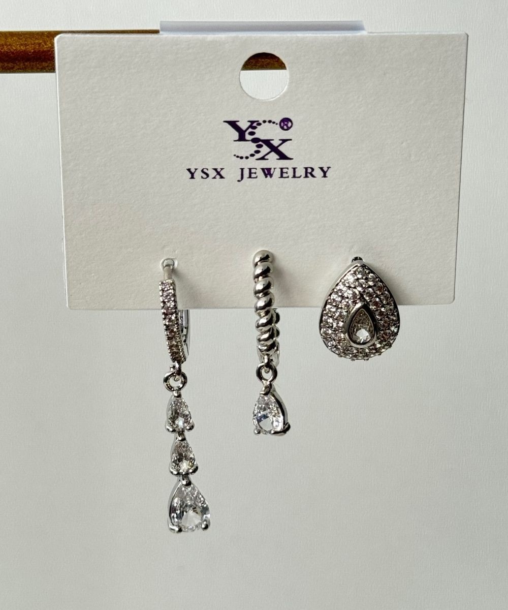 Ysx Damla Taşlı 3'Lü Küpe