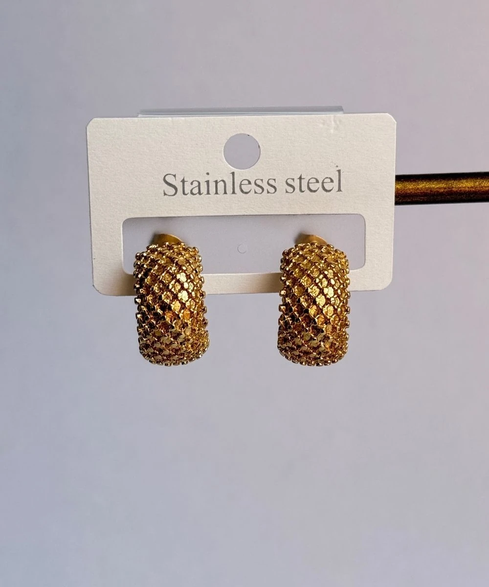 Çelik 2'Li Tırtıklı Kalın Halka Küpe