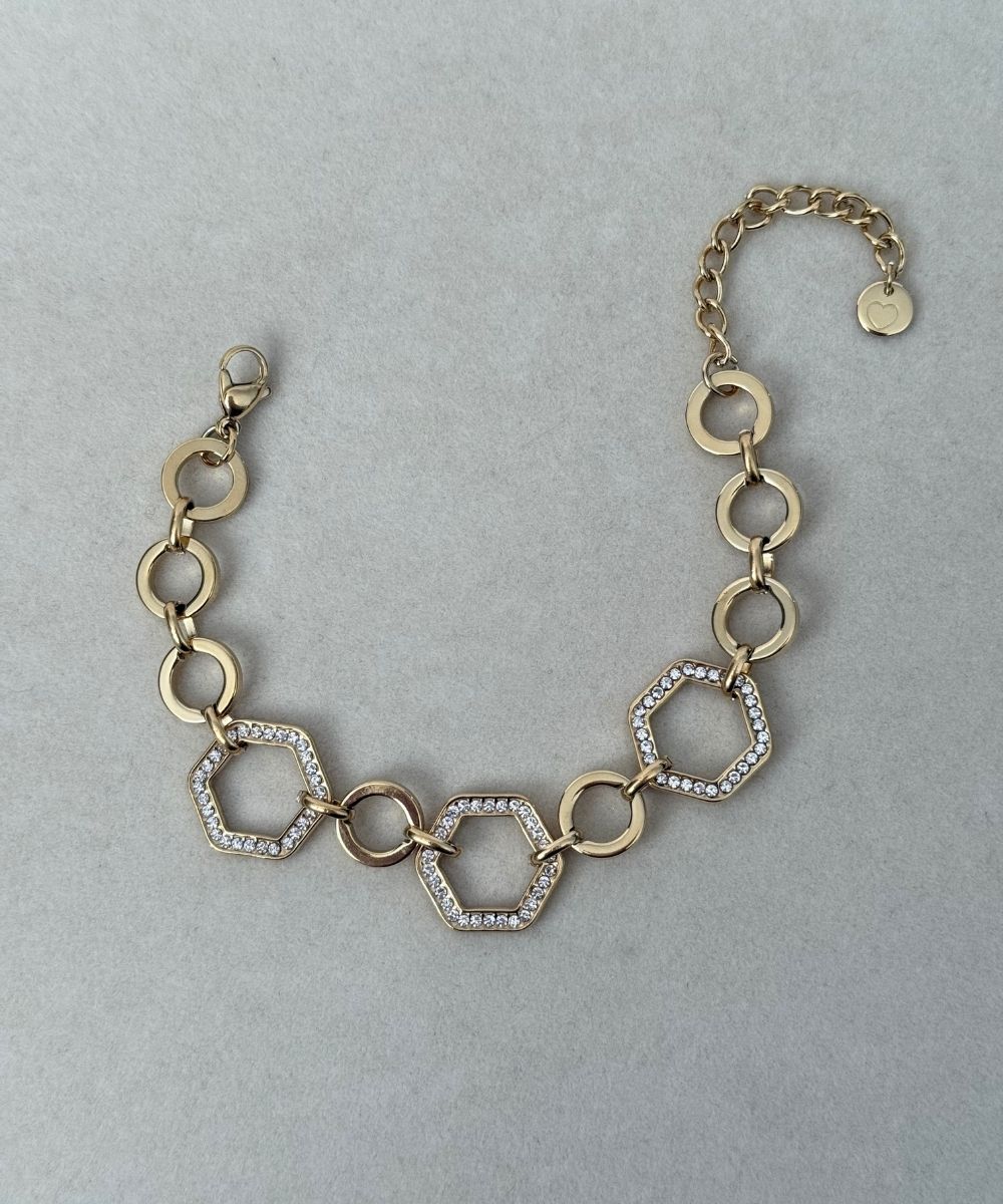 Çelik Taşlı Altıgen Bileklik