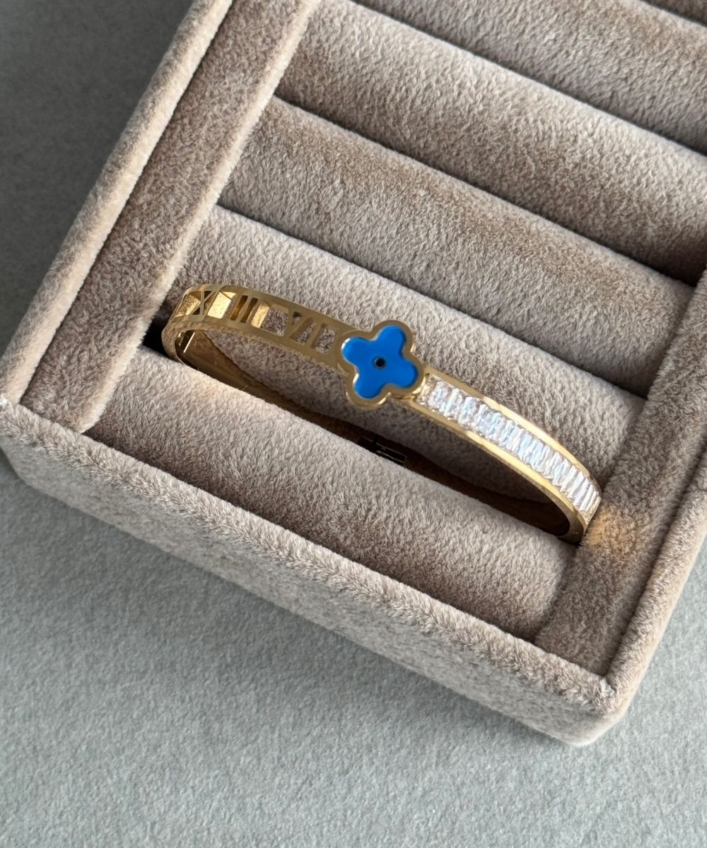 Çelik Baget Taş Mavi Yoncalı Kelepçe