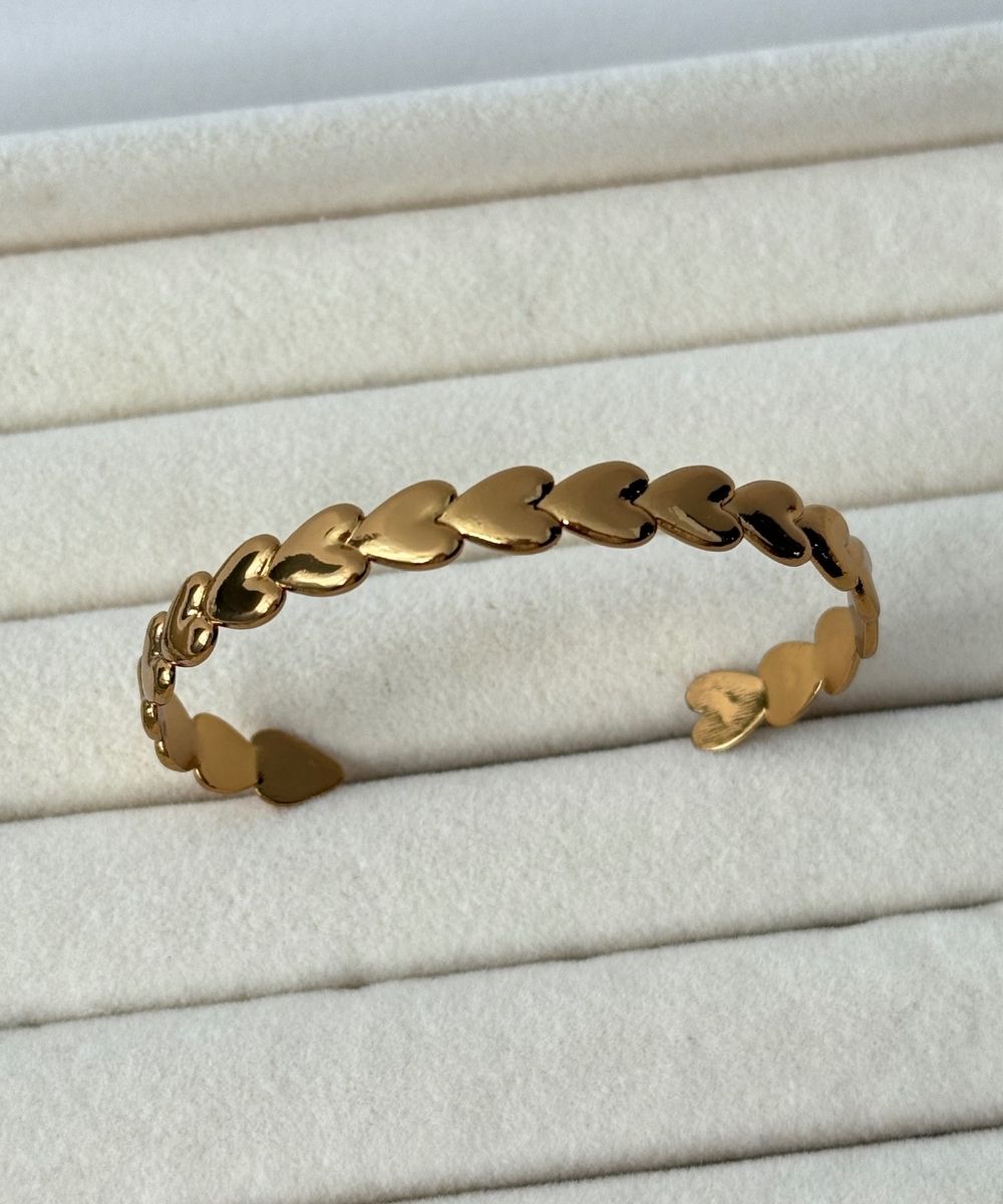 Çelik Şerit Kalp Gold Kelepçe