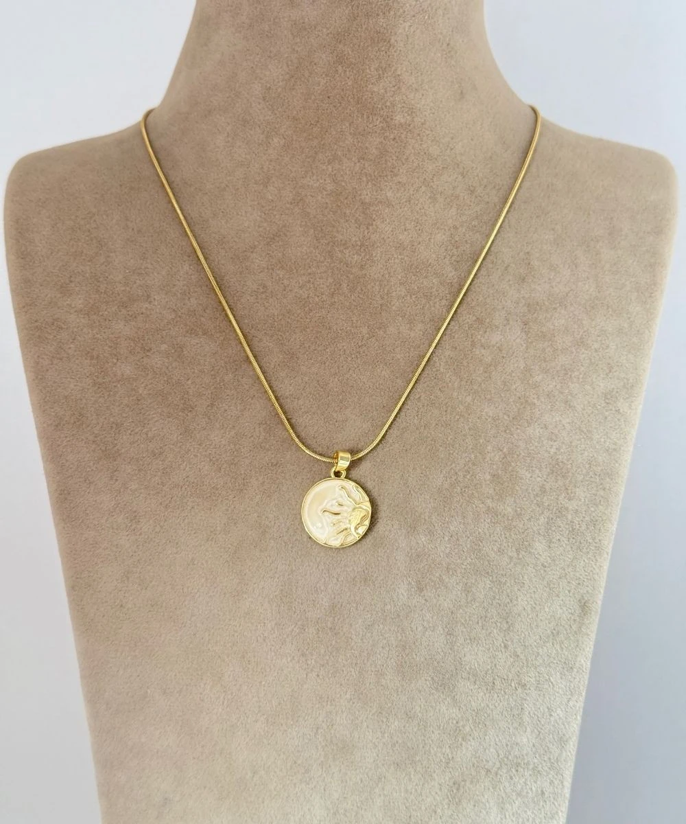 Çelik  Yuvarlak Batan Güneş Kolye