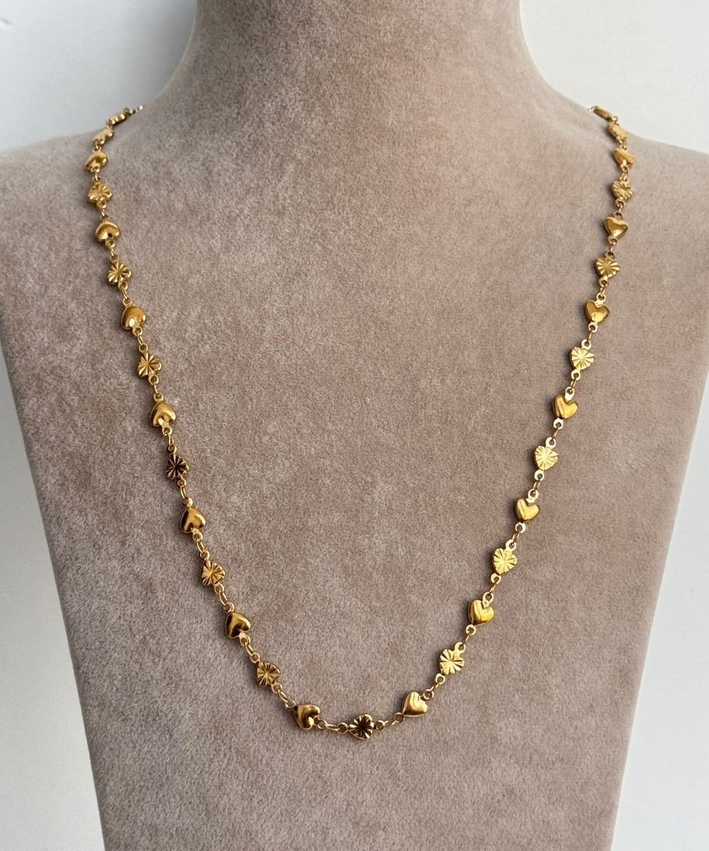 Çelik Tam Sıra Kalp Kolye