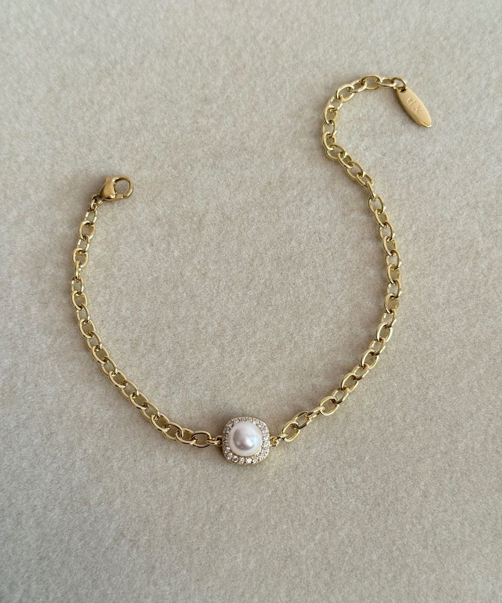 Xuping Taşlı Sade İnci Bileklik