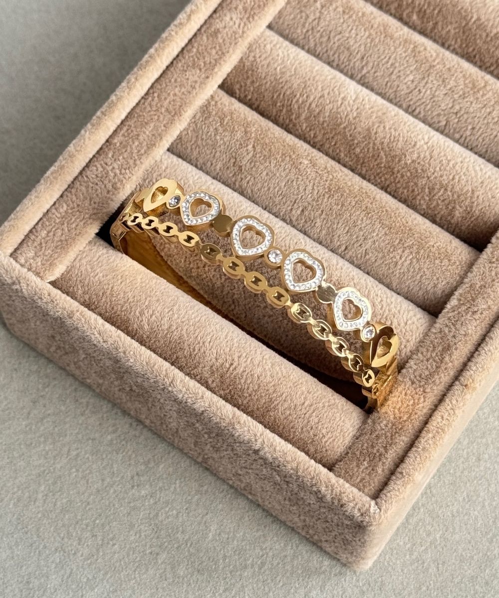 Çelik Çoklu Kalp Taşlı Kelepçe