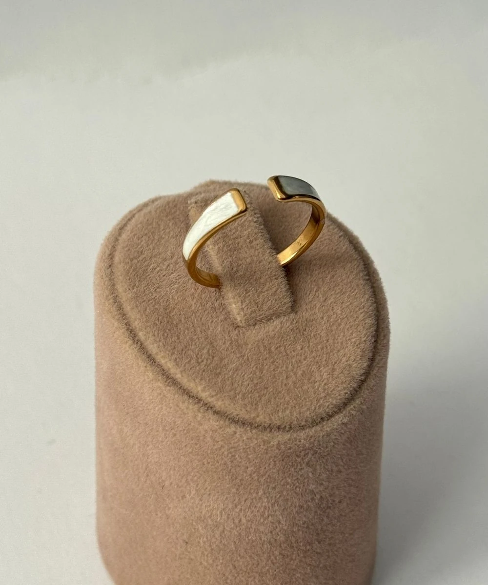 Çelik Sade Sedefli Gold Ayarlanabilir Yüzük