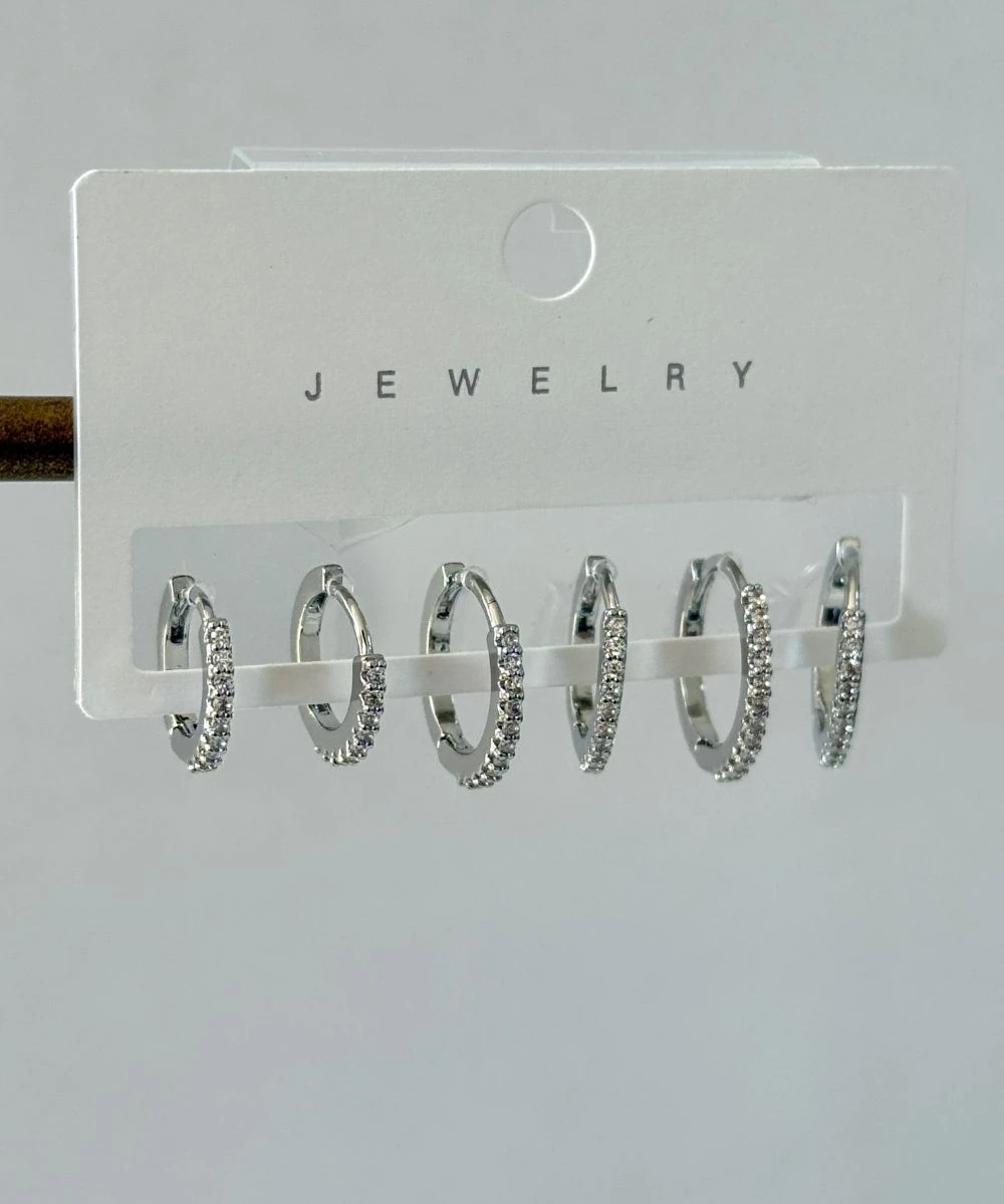 Bijuteri 6'Lı Parıltılı Halka Küpe