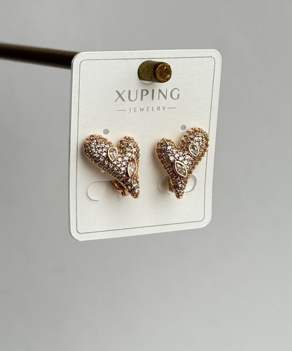 Xuping Kalp Full Taşlı Küpe