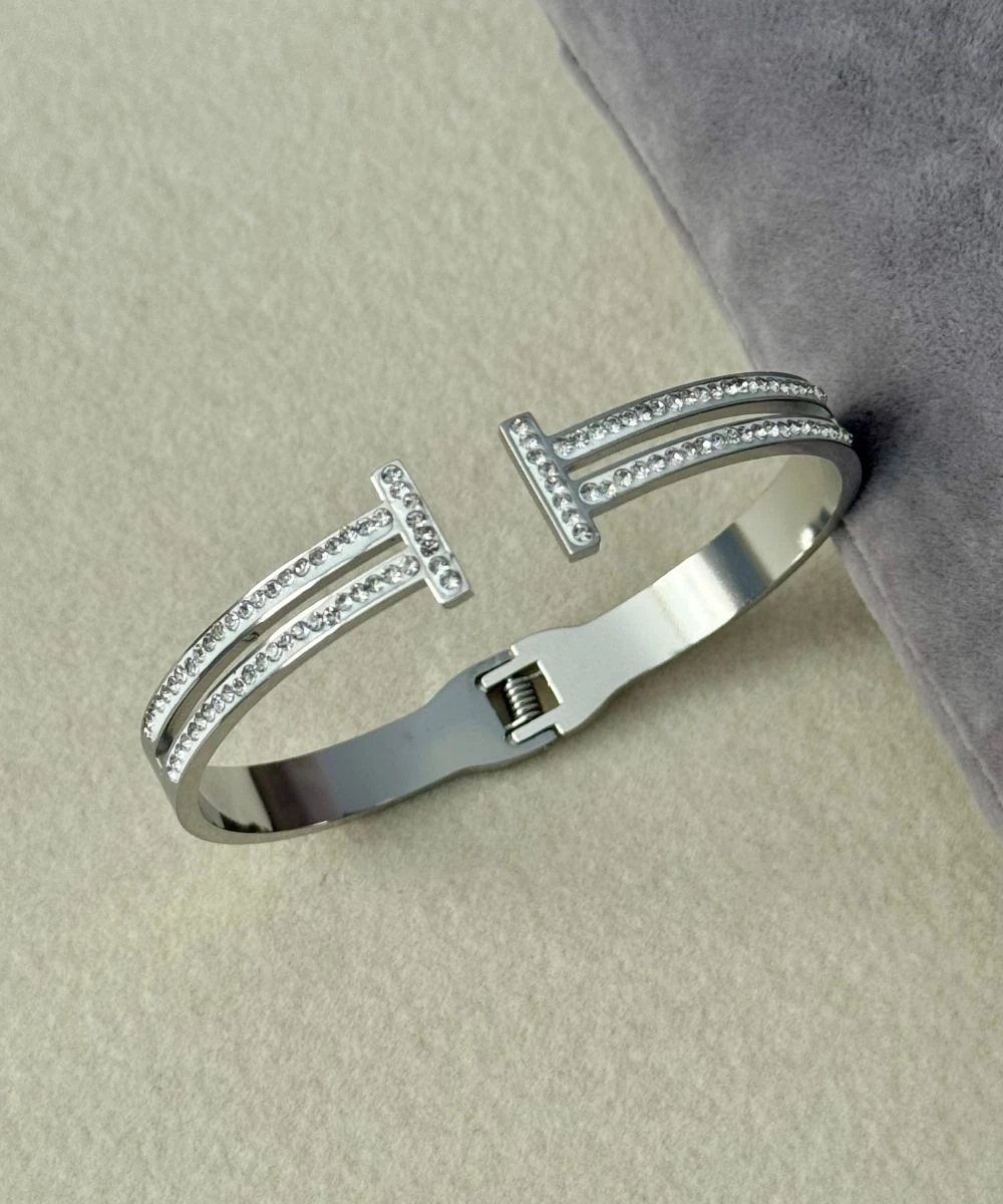 Çelik Tfny Çift Sıra Taşlı Kelepçe