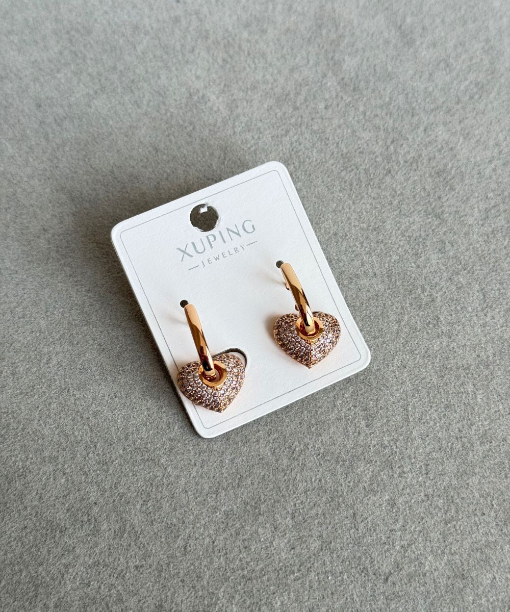 Xuping İçten Geçme Bombe Kalp Küpe