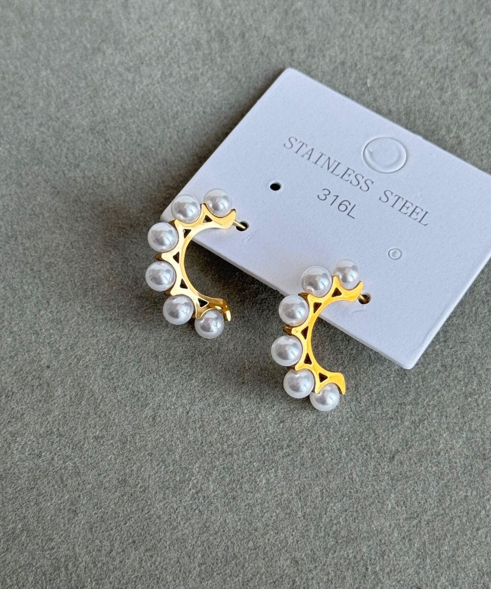 Çelik Zarif İnci Küpe