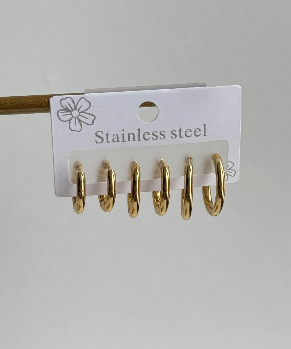 Çelik 6'Lı Halka Küpe