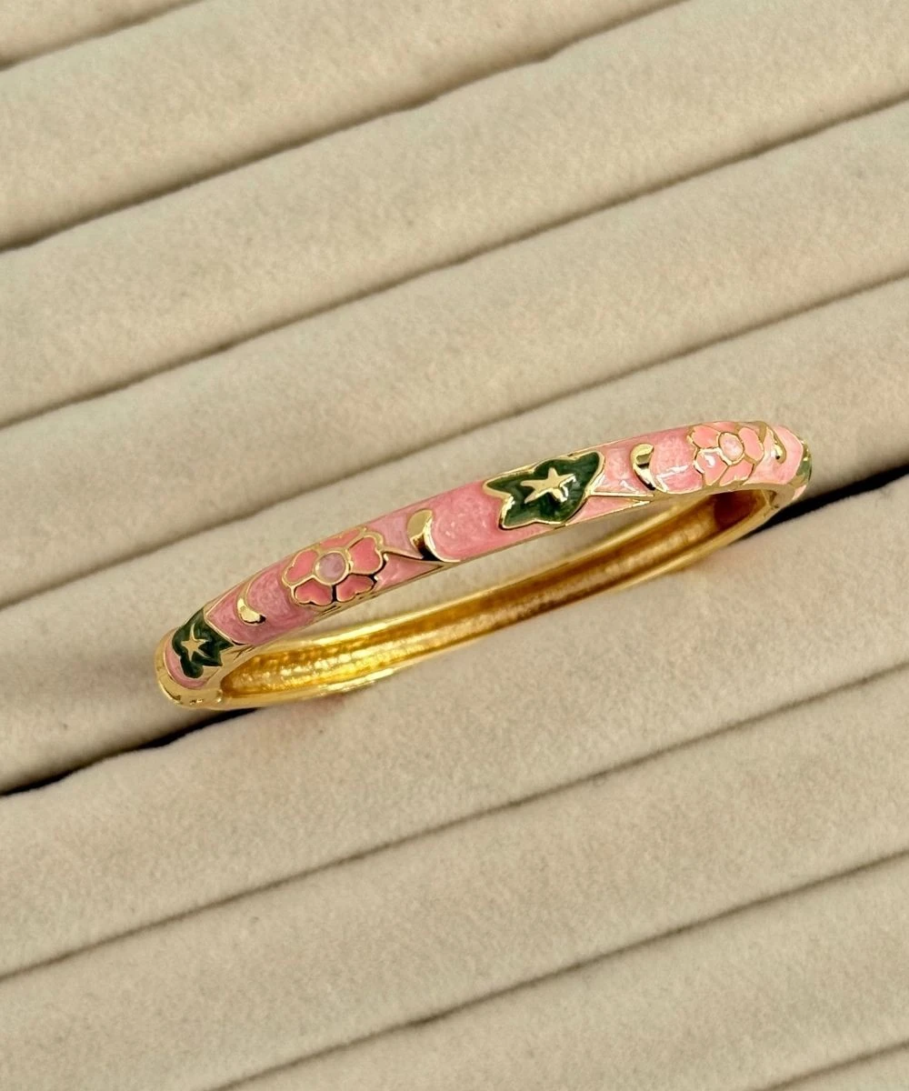 Mineli Pembe Yeşil Yıldız Çiçek Kelepçe