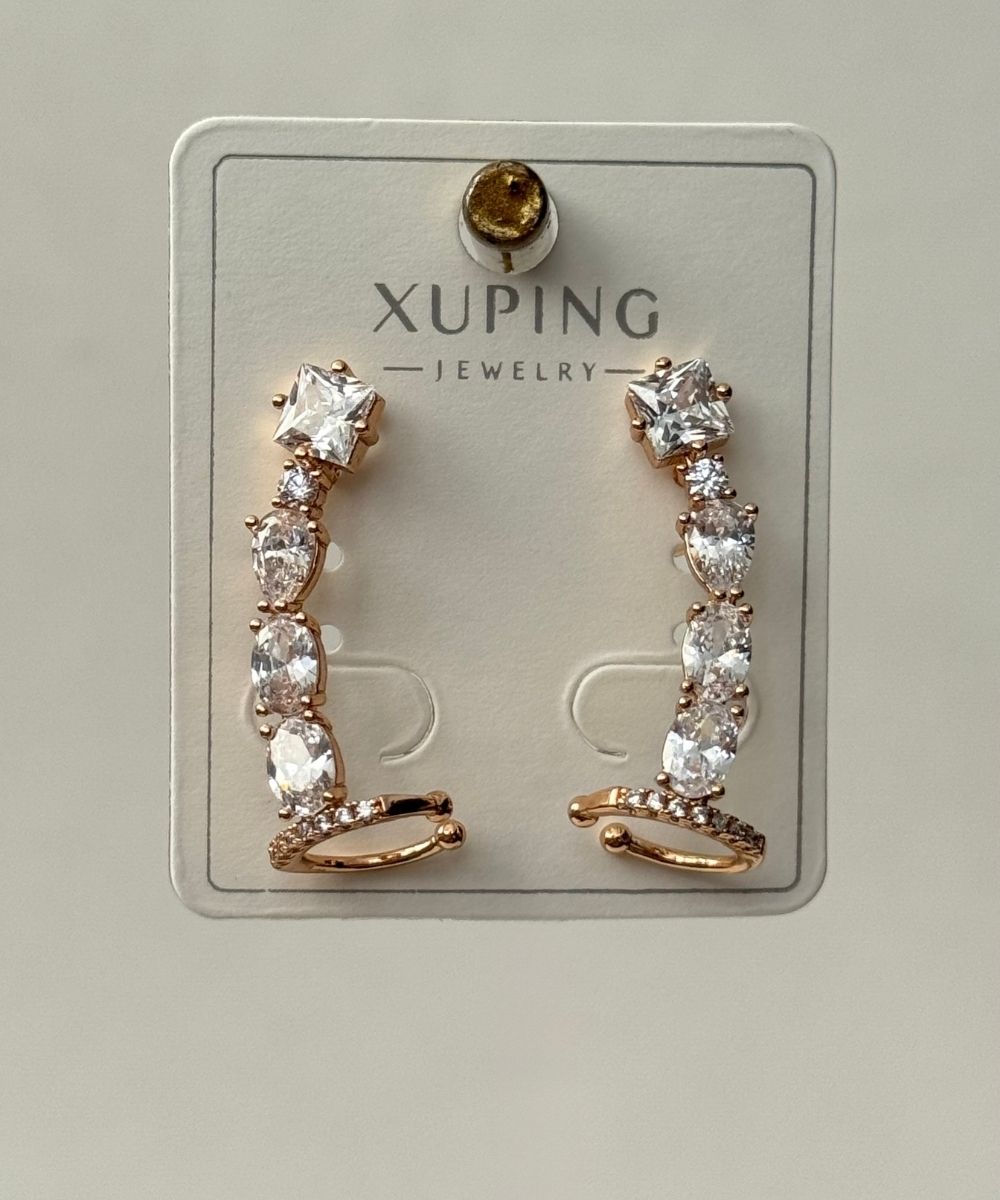 Xuping Kare Damla Desen Earcuff Model Küpe