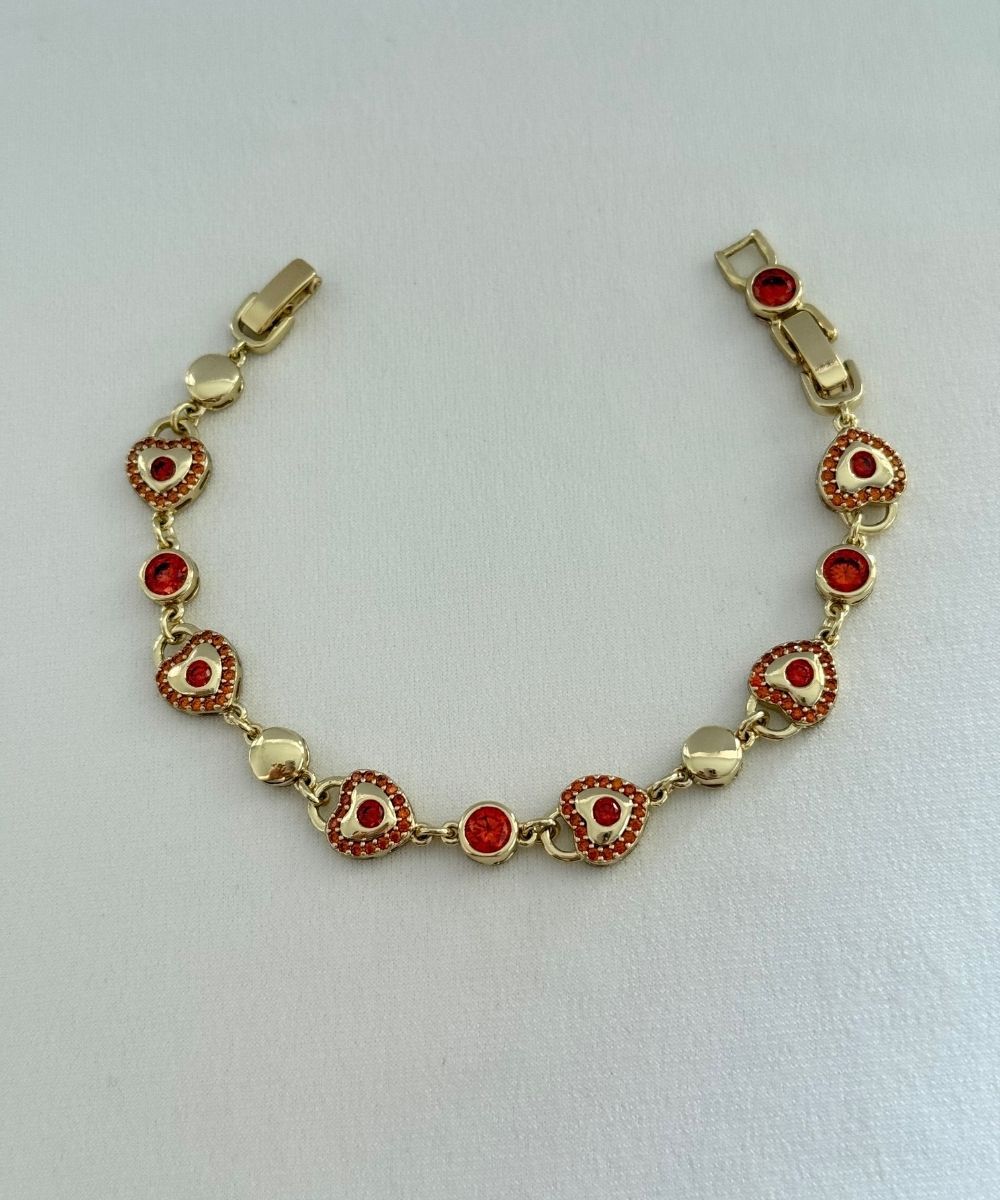Xuping Kırmızı Taşlı Kalp Bileklik