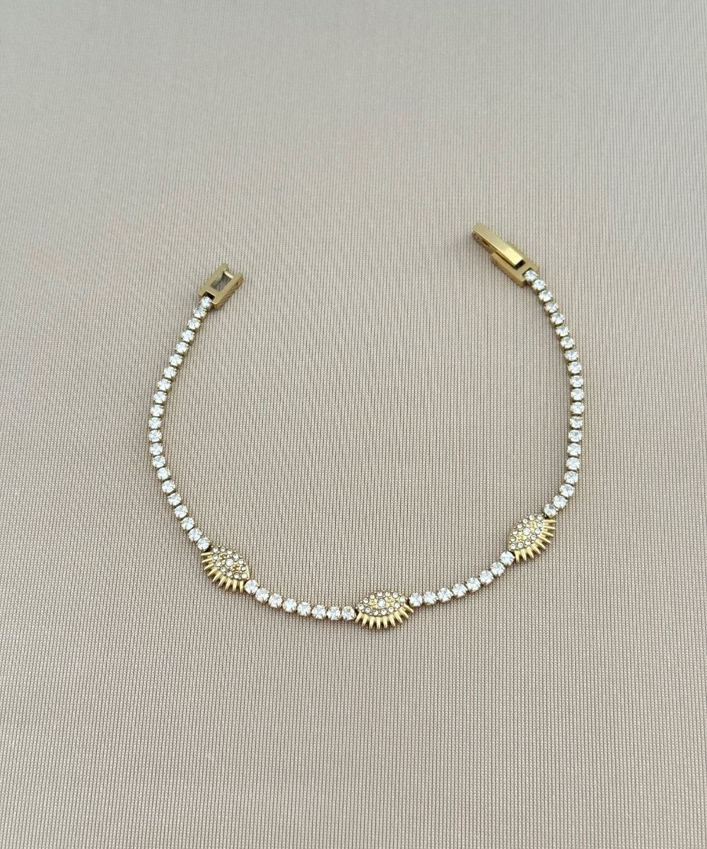 Çelik Minimal Taşlı Göz Suyolu Bileklik