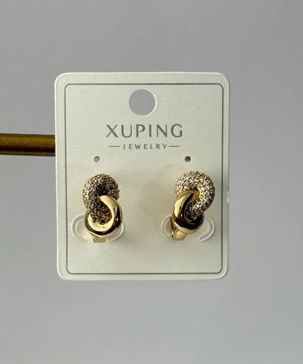 Xuping 2'Li Taşlı İç İçe Geçmiş Yılan Kuyruğu Küpe