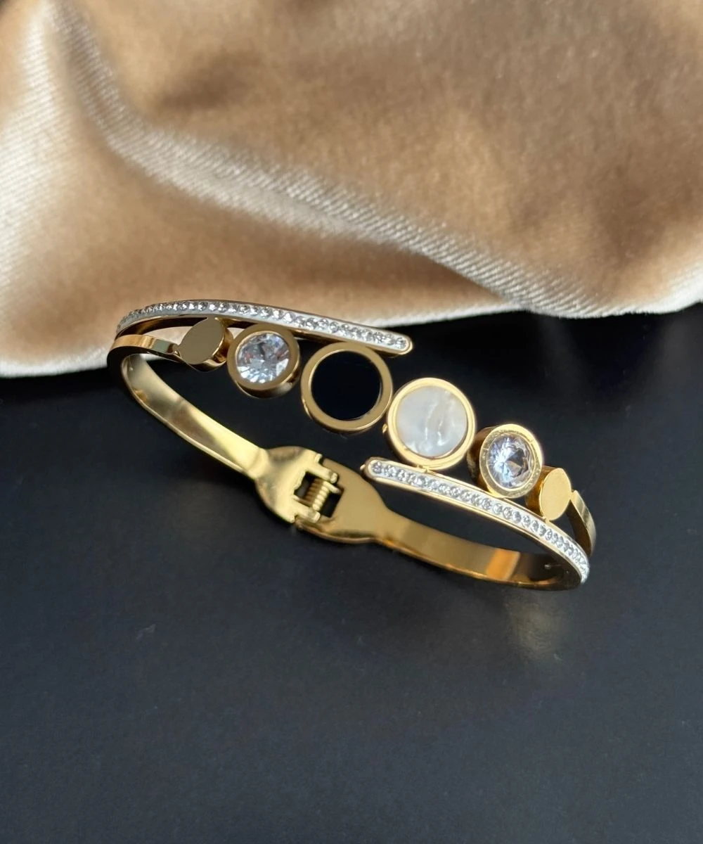 Çelik Siyah Beyaz Yuvarlak Taş Kelepçe