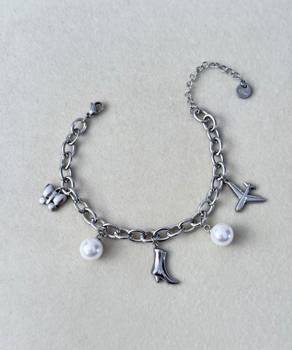 Çelik İcili Kelebek Çizme Silver Bileklik