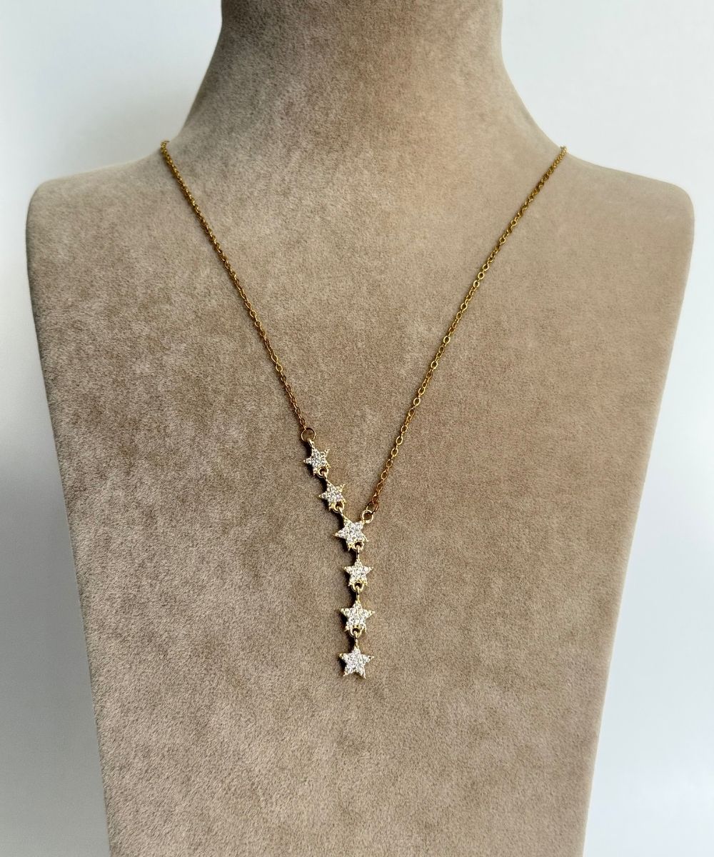 Çelik Altı Yıldız Gold Kolye