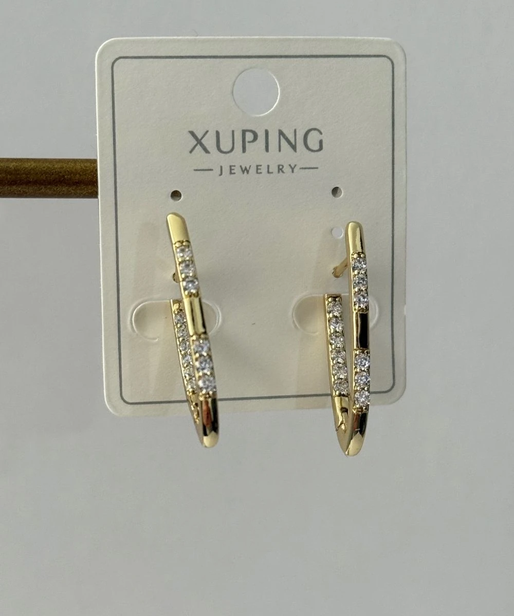 Xuping 2'Li Taşlı Dikey Sivri Uçlu Küpe