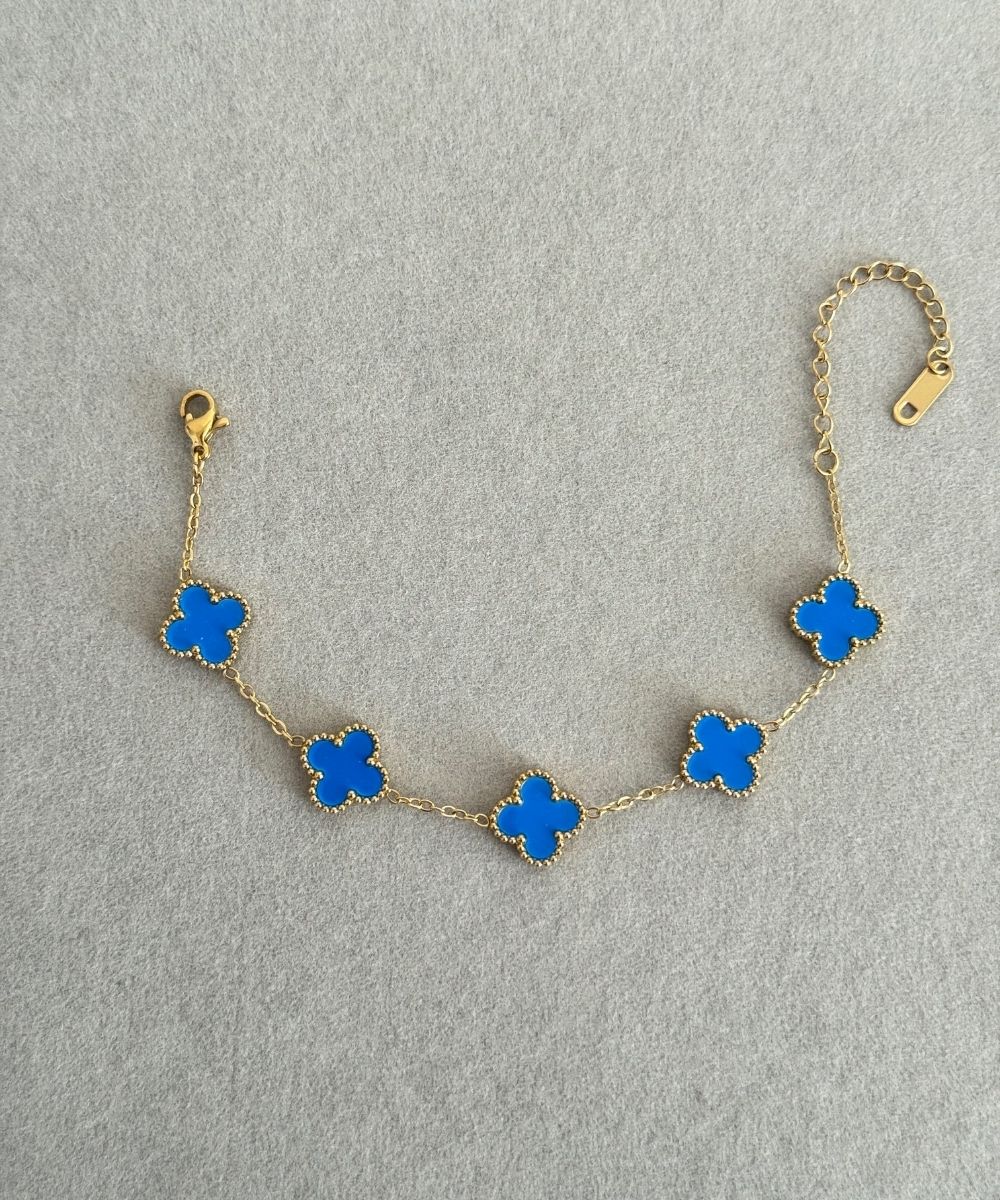 Çelik Yonca Mavi Bileklik