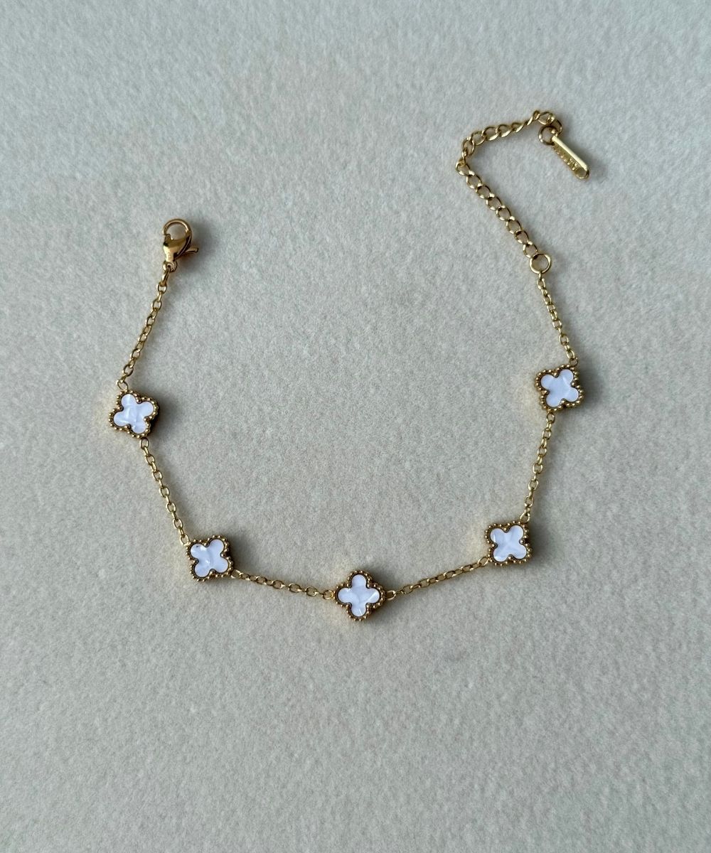 Çelik Mini Yonca Beyaz Bileklik