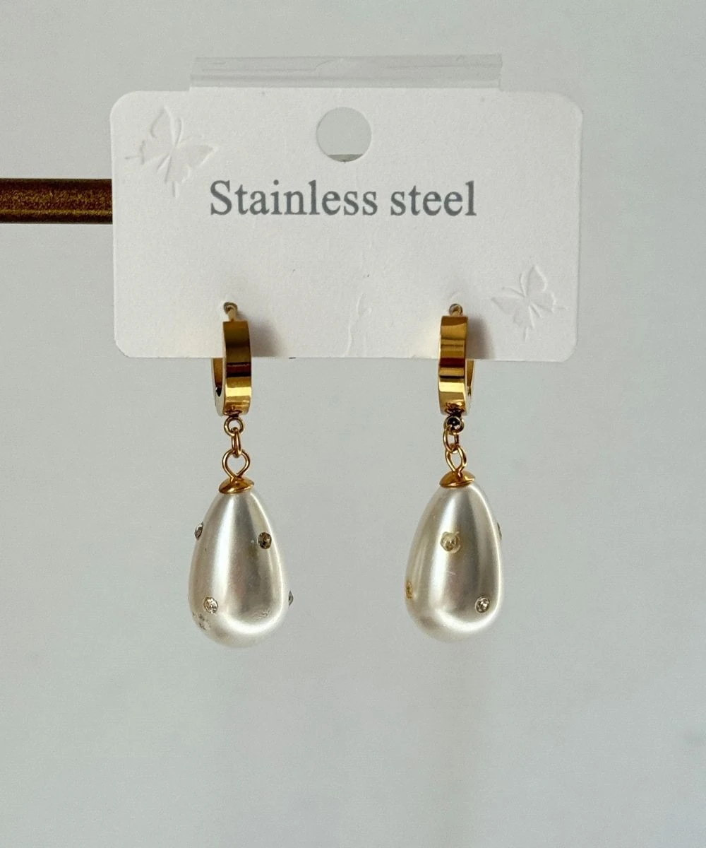 Çelik 2'Li Salllantılı Damlayan İnci Küpe