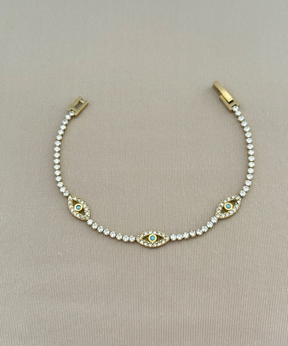 Çelik Mavi Taşlı Göz Suyolu Bileklik