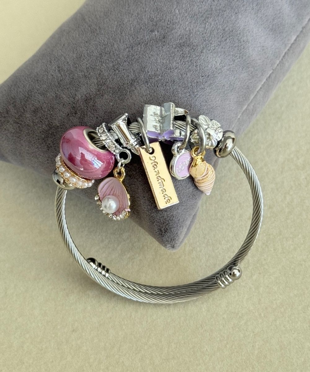 Pndr İstiridye İncili Mor Bileklik