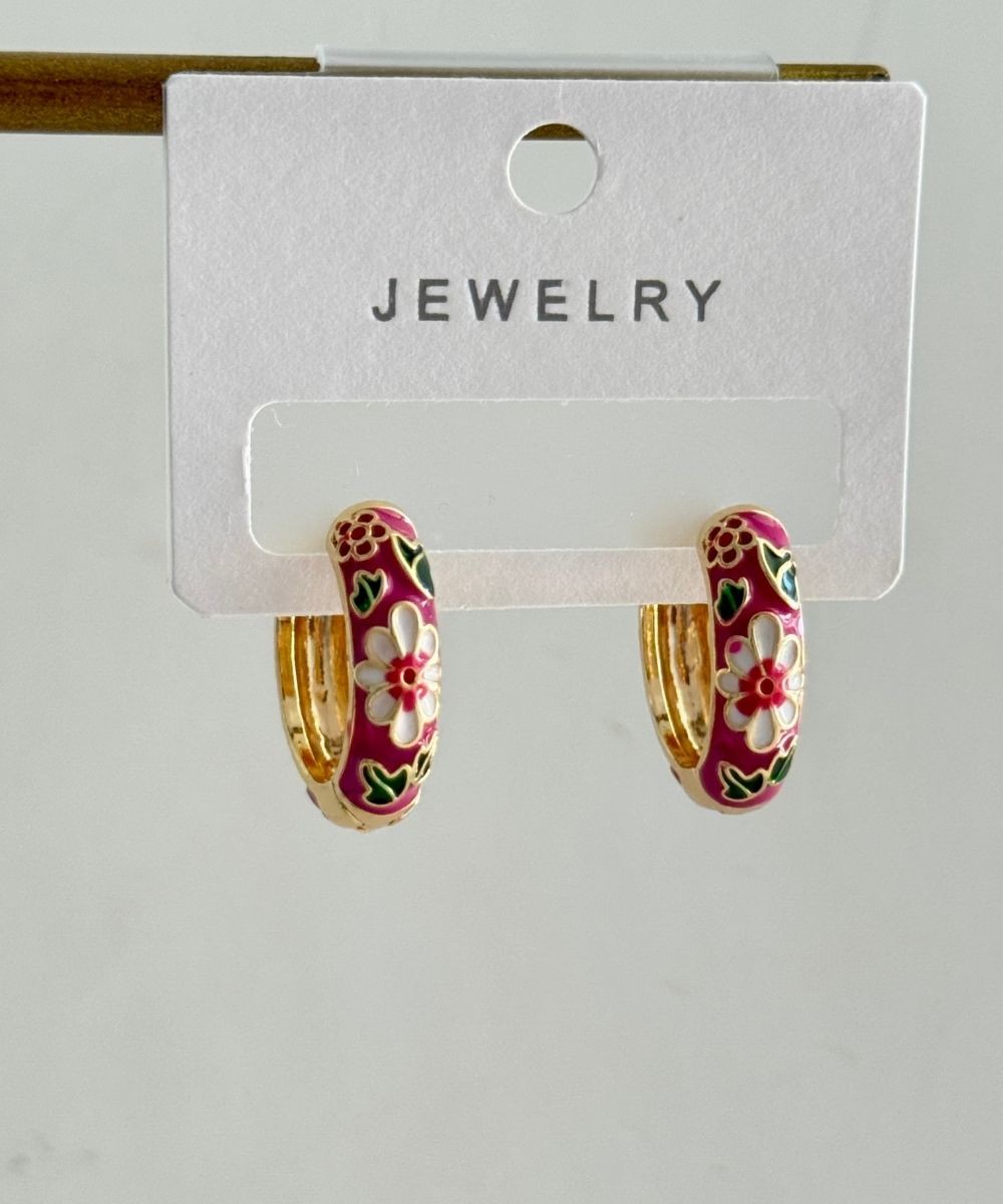 Bijuteri Pembe Mineli Küpe