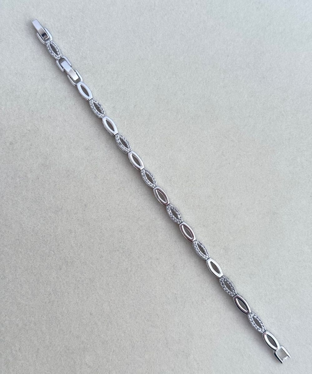 Vip Taşlı Oval Dörtgen Silver Bileklik