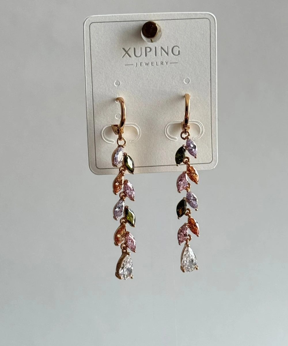 Xuping Sallana Renkli Yaprak Taşlı Küpe