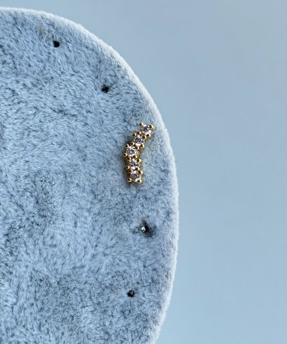 Çelik Sıra Taşlı Tragus Piercing