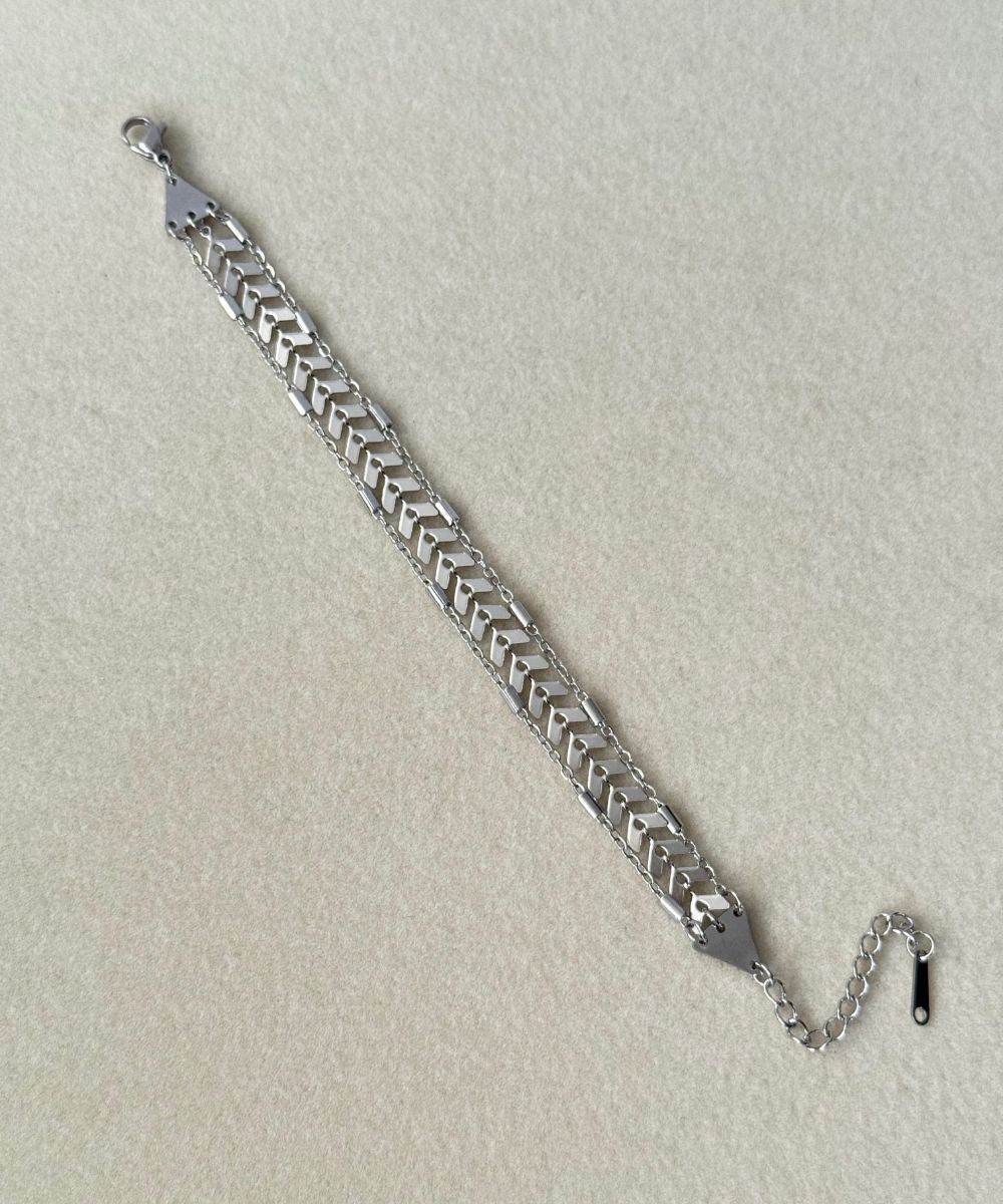 Çelik Şerit 3 Zincirli Silver Bileklik