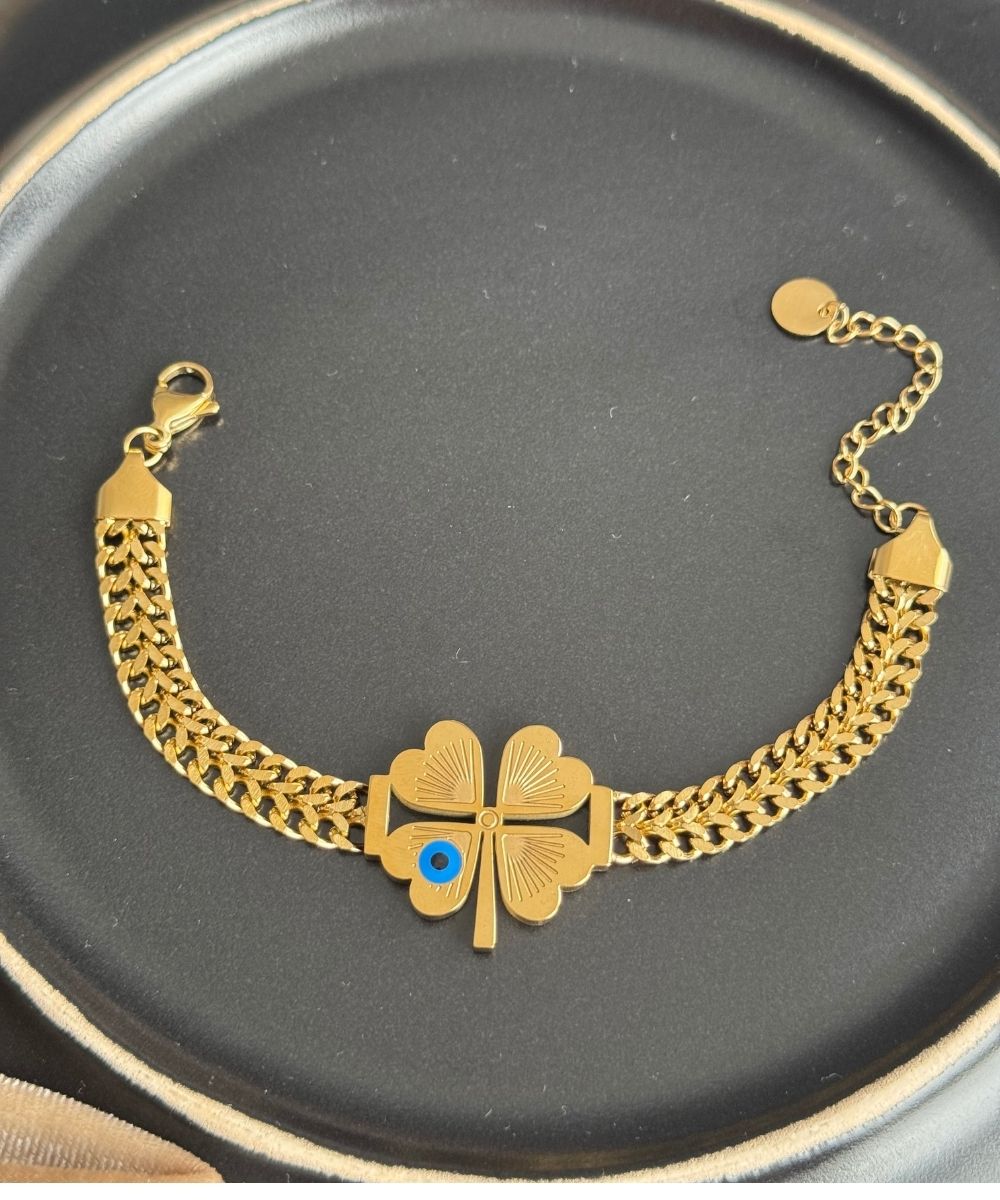 Çelik Hasır Yonca Nazarlıklı Bileklik