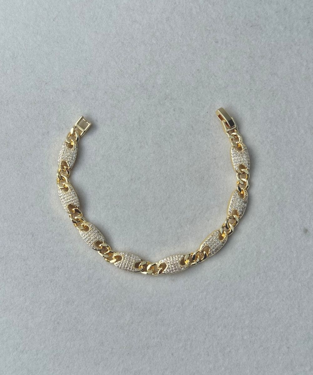 Zirkon Elips Gold Bileklik