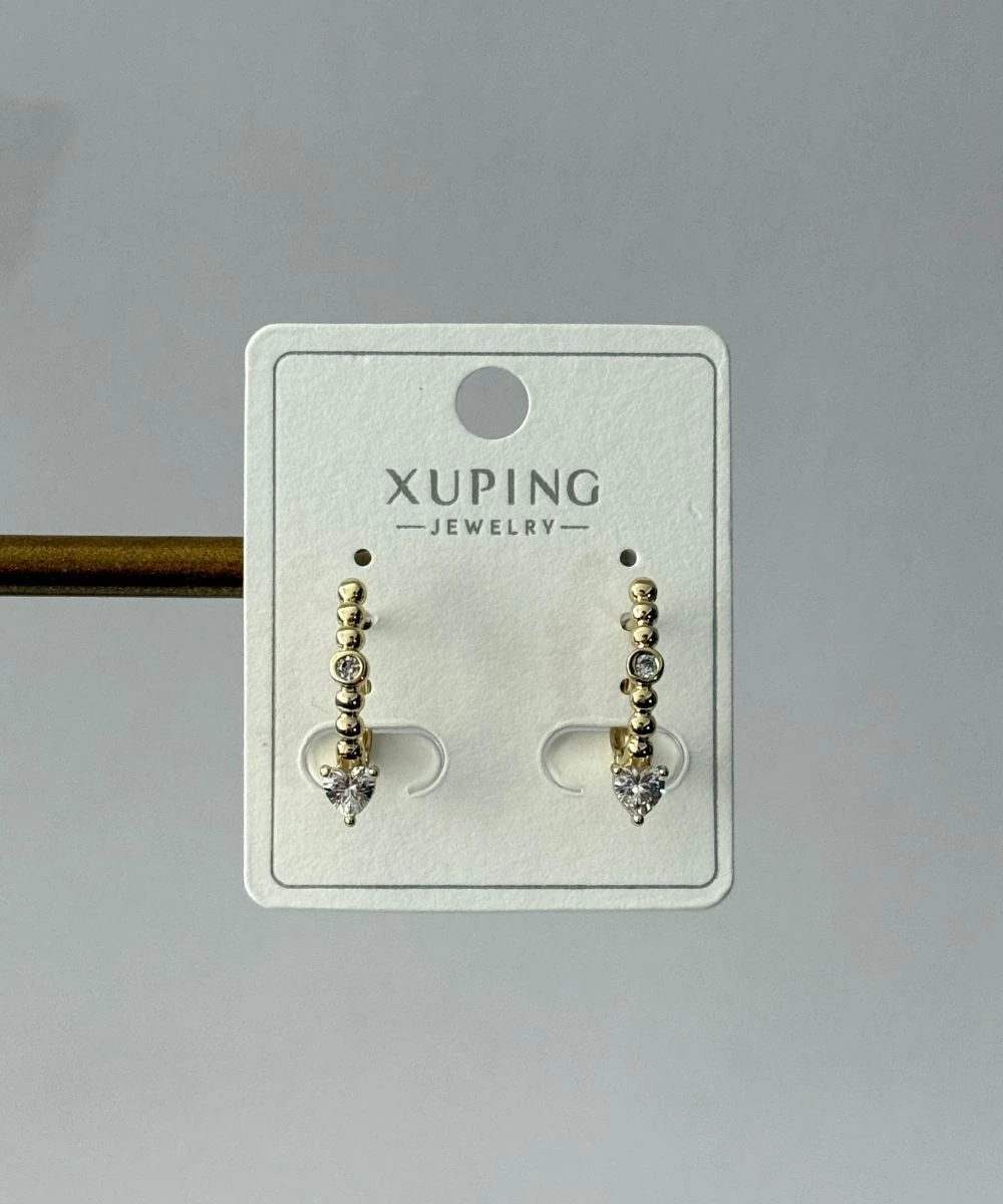 Xuping 2'Li Yuvarlak Taşlı Kalp Küpe